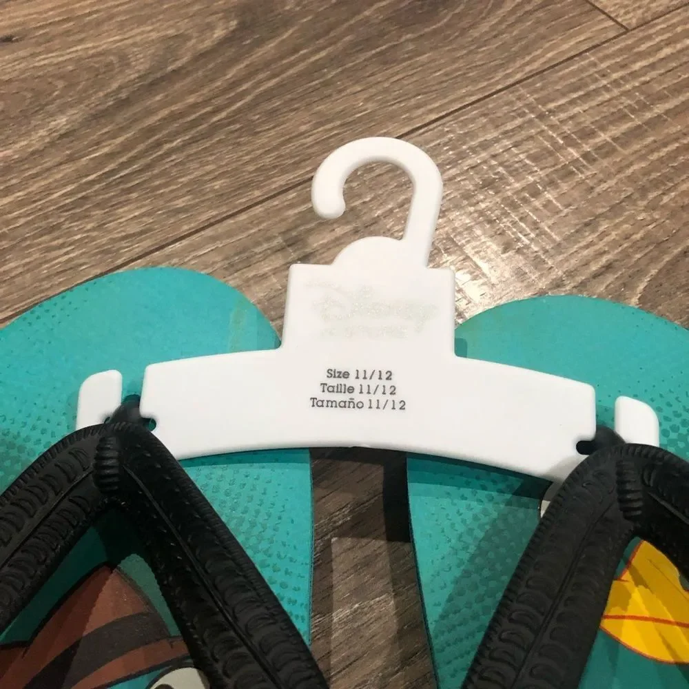 NEW Disney Flip Flops Size 11/12 Kids Flip Flops - Teal Perry Design